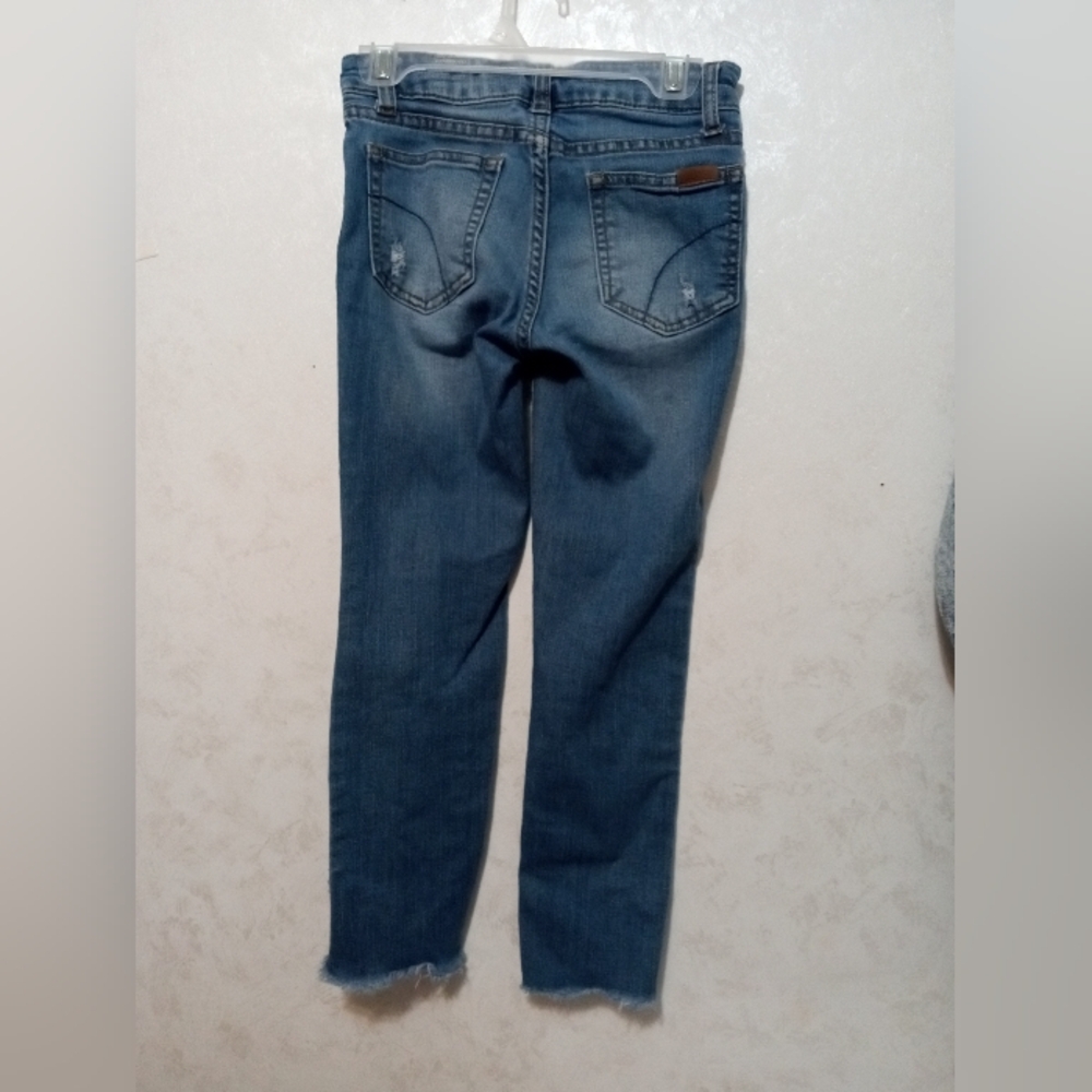 Joe's Jeans Girls Blue Skinny Jeans with Tulip Frayed Hem - Size 8 - Picture 5 of 9